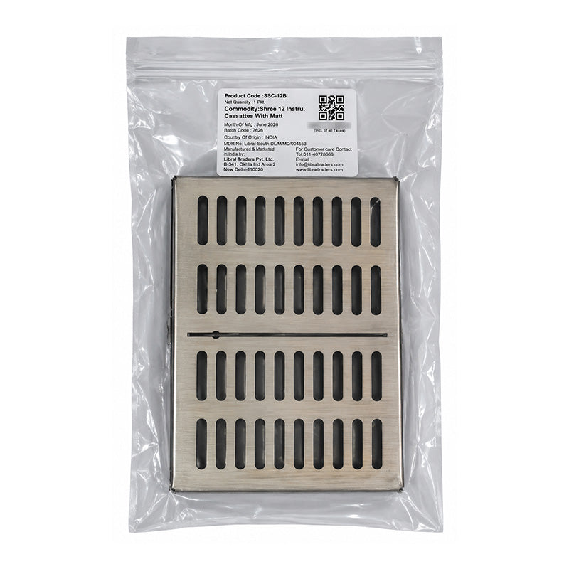 Shree Orthodontics sterilization cassette SSC-12B-1 with secure latch for dental instrument sterilization and storage.