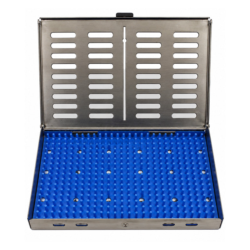Sterilization cassette from Shree Orthodontics, SSC-12B-3 model, used for medical instrument sterilization and storage.