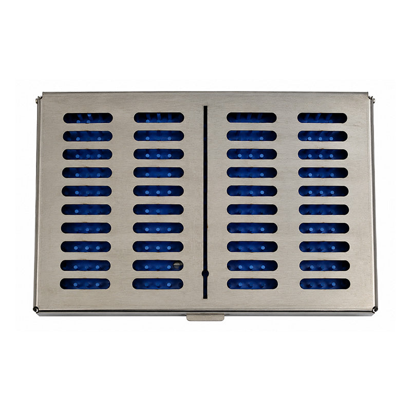 Shree Orthodontics sterilization cassette SSC-12B_-2, durable metal case with locking latch for dental instrument sterilization.