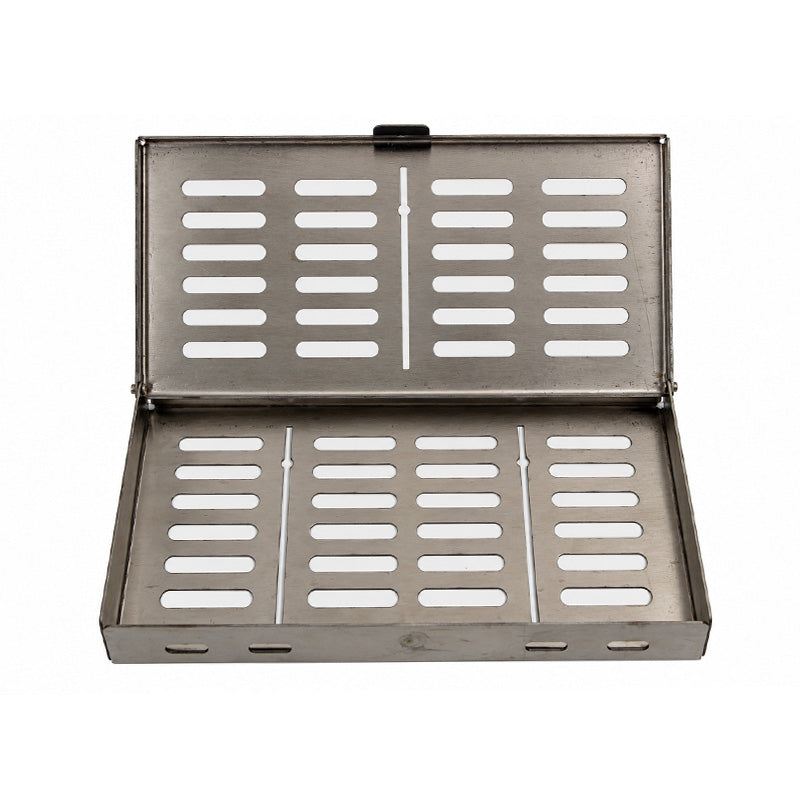 Shree Orthodontics sterilization cassette SSC-6B-4 with secure locking mechanism and durable stainless steel construction.
