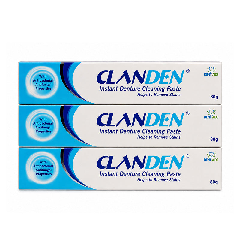 STIM Claden Instant Denture Cleaning Paste tube, denture adhesives product for cleaning and maintaining dental appliances.