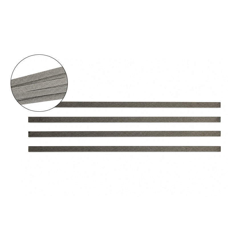 Strauss & Co metal abrasive IPR strips burs, medium grit, 150mm length used for precision dental or industrial grinding.