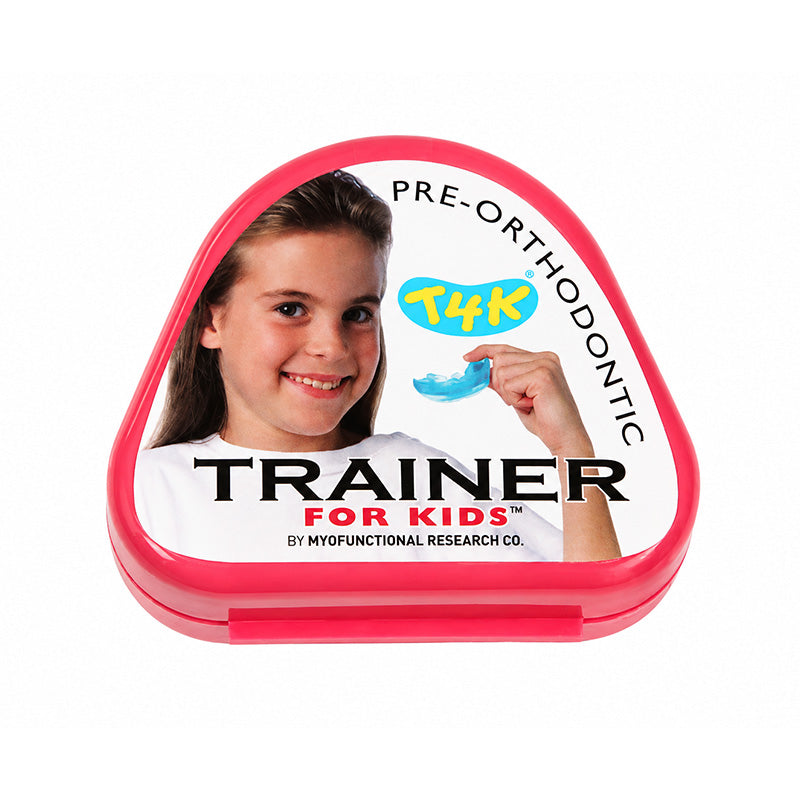 Myofunctional Research Co. T4K Kids Phase 2 Hard Pink trainer appliance for orthodontic support and training.