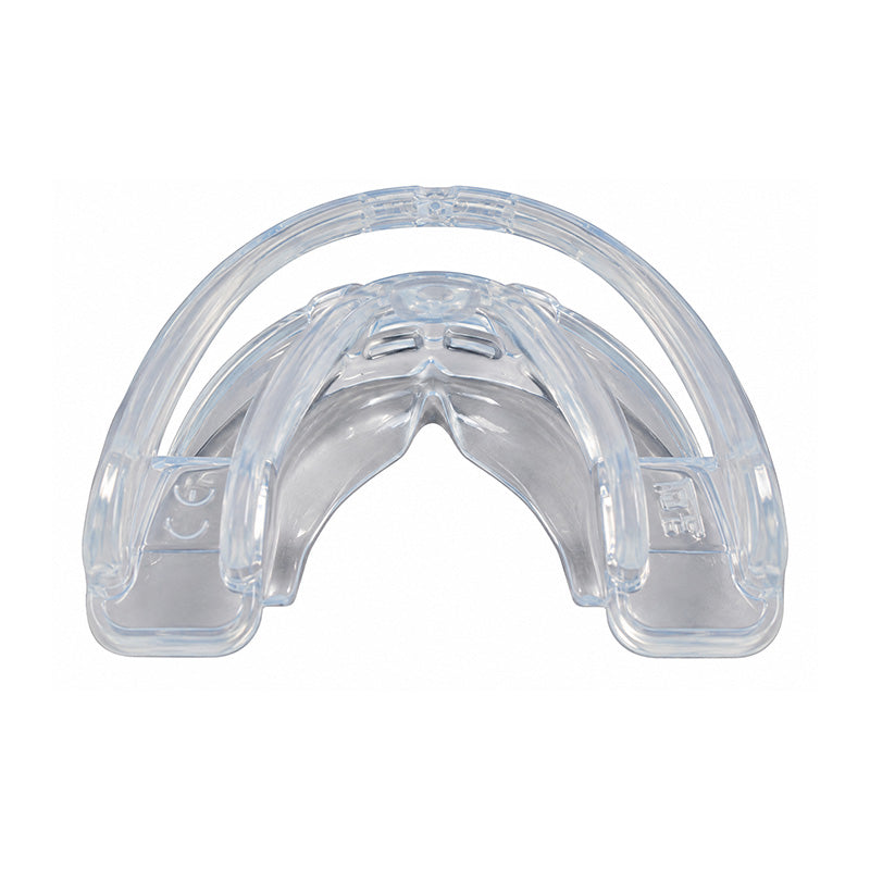Myofunctional Research Co. TMJ-MBV Appliance for mouth breathers and snoring, shown as a dental trainer appliance in the image.