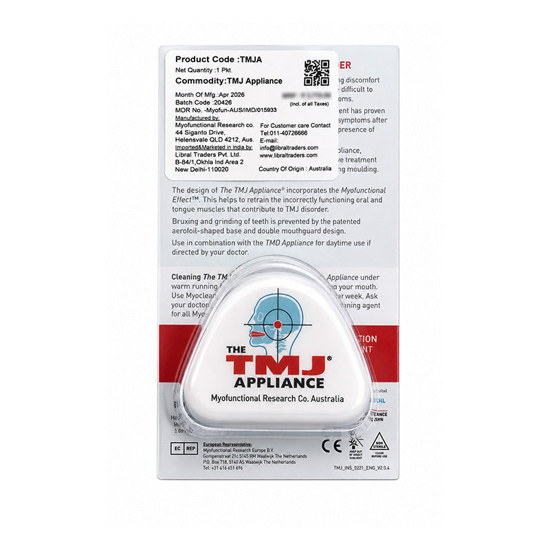 Clear MRC Trainer TMJ appliance for jaw therapy, designed by Myofunctional Research Co., shown in the image.