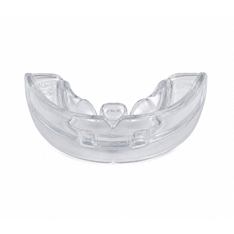 Clear MRC Trainer TMJ appliance by Myofunctional Research Co. designed to help with jaw and TMJ issues, shown in the image.