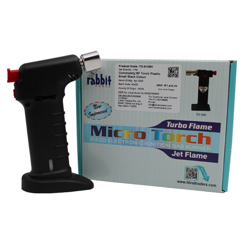 Rabbit Force Torch Plastic Body Small Black - Libral Traders