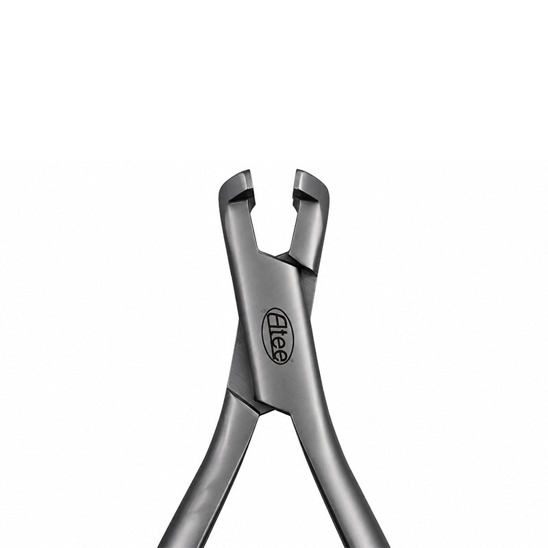 Eltee distal end with long handle, dental instrument for precise oral procedures, shown on a white background.