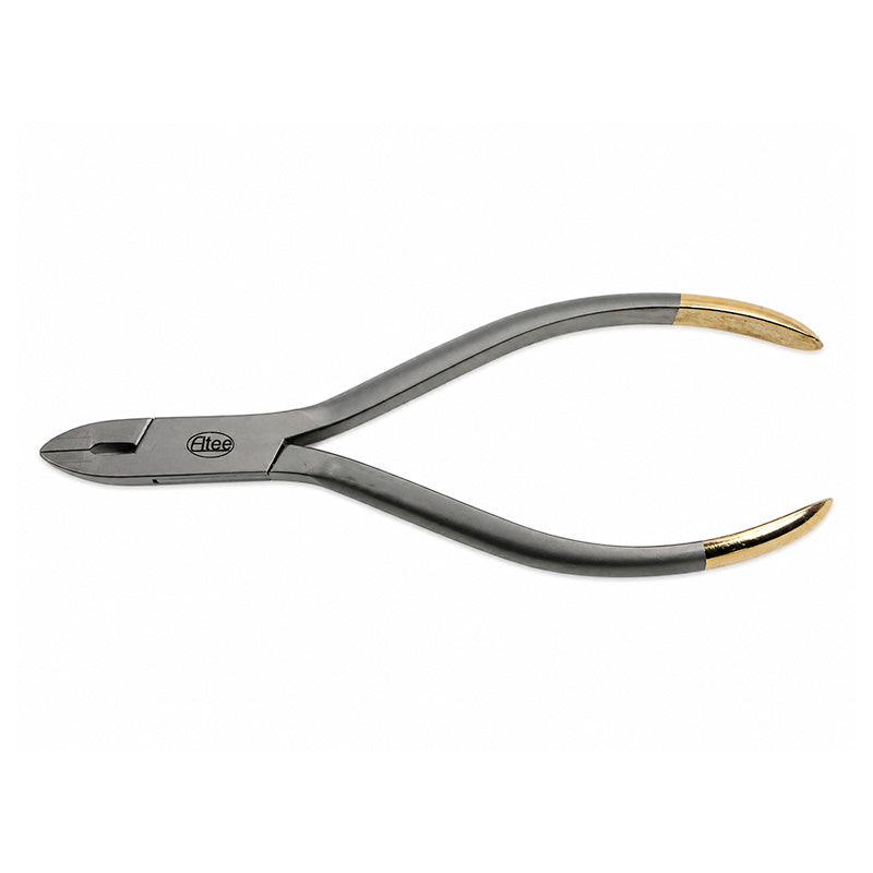 Eltee Ligature Cutter with ergonomic handle and sharp blades, designed for medical or dental use.