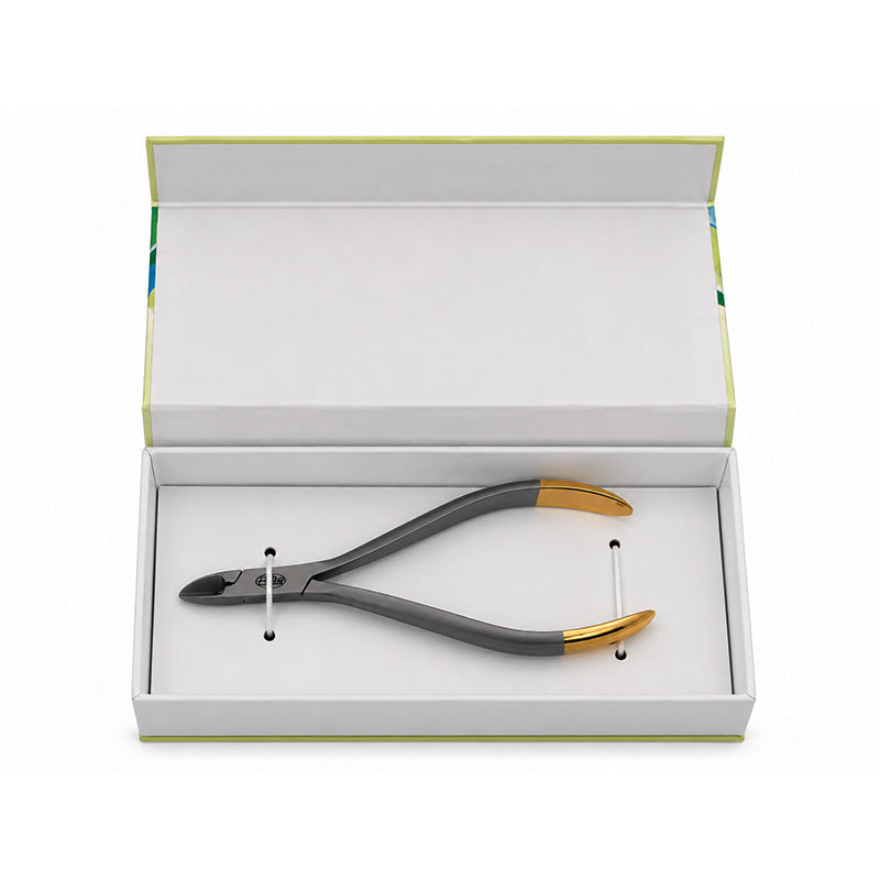 Eltee Small Ligature Cutter with sharp stainless steel blades, compact design for precise cutting in medical or dental procedures.