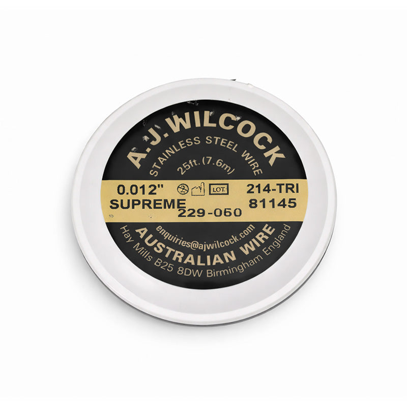 White AJW Supreme Wire 25 ft by A.J. Wilcock, Australian wire with durable design, shown coiled and ready for use.