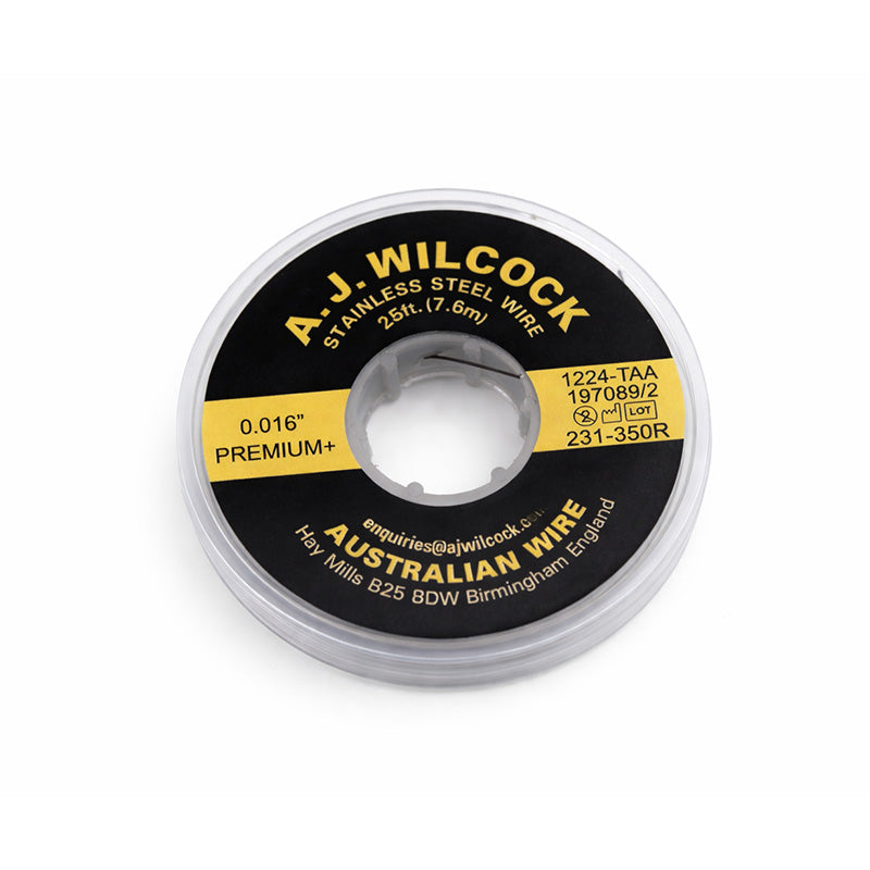 A.J. Wilcock AJW Premium Plus Australian Wire in orange, 25 ft length, shown coiled with bright orange insulated wire.