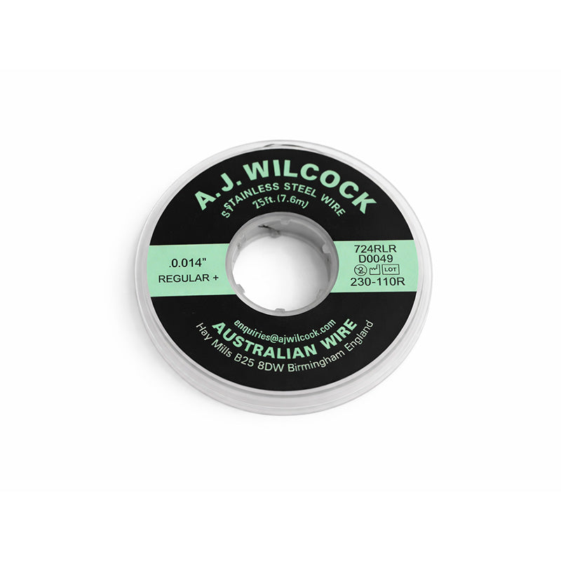Green AJ Wilcock AJW Regular Plus Australian wire 25 ft, showing coiled wire with green insulation and metal core.