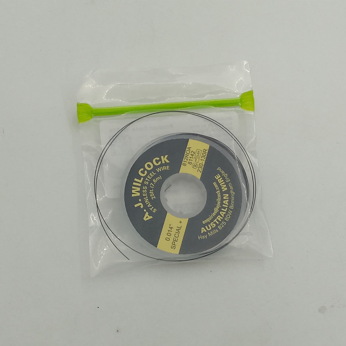 Green AJW Special Plus Pulse Straightened Australian Wire by A.J. Wilcock, showing smooth, straightened wire coil against a neutral background.