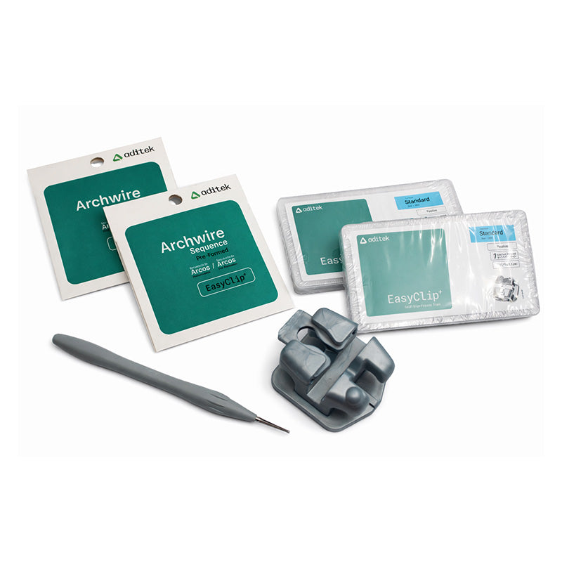Aditek Easyclip Wire and SL Brackets combo set with orthodontic brackets, wire, and wire forms for dental braces treatment.