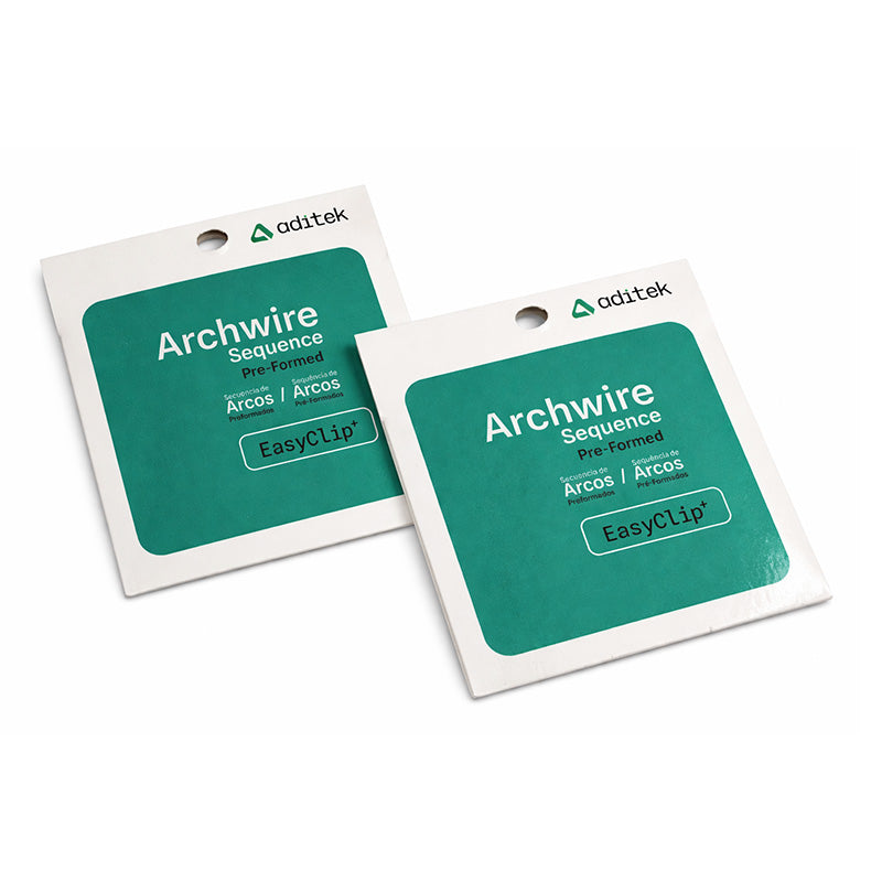 Aditek Easyclip Wire and SL Brackets (SLB) Combo Set for orthodontic treatment, including brackets and wire forms.