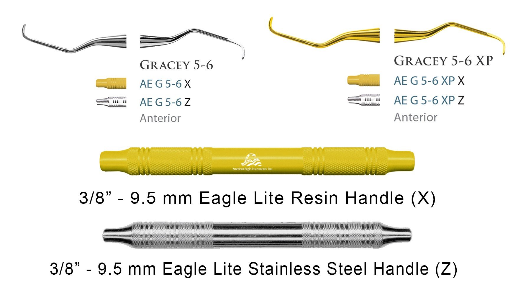 American Eagle Gracey Curettes periodontal instruments, black Montana finish, designed for precise periodontal scaling and cleaning.