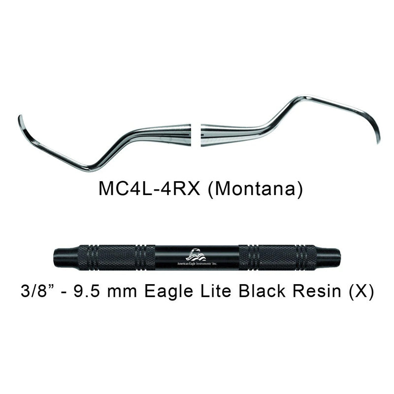 American Eagle Anterior Scaler H 6-7 Montana Black periodontal instrument shown in close-up.