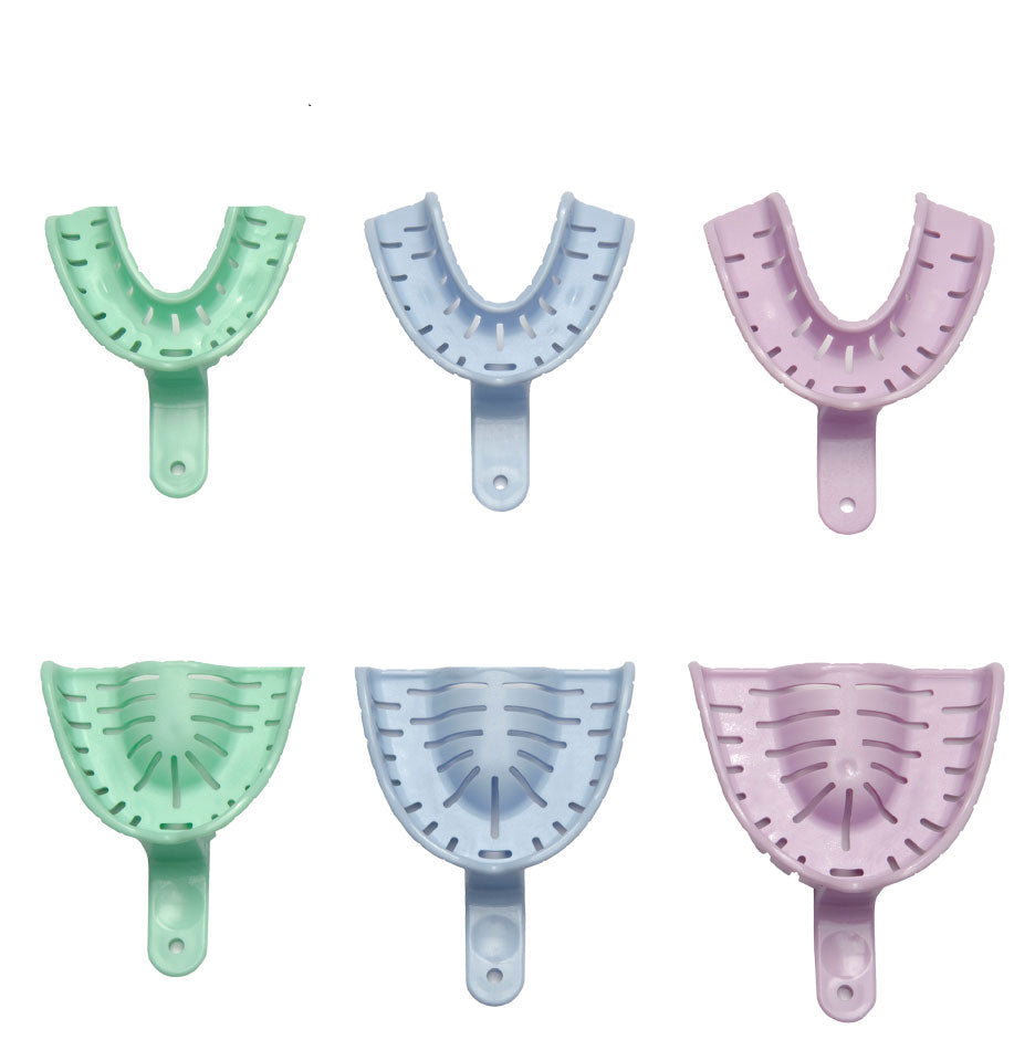 Asetk Innovations large dentate lower impression tray for moldable dental impressions, shown in a pack of one.