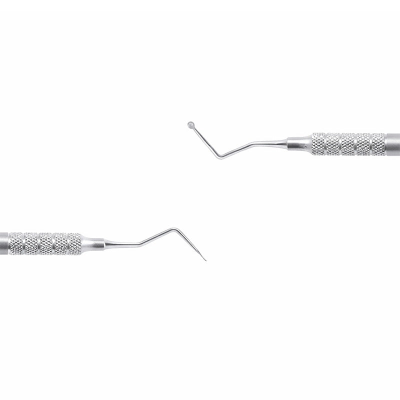 Atria Cord Packer serrated tip, 90-degree angle, small tip for precise electrical wire packing, shown in close-up.