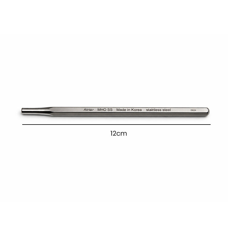 Atria stainless steel handle for dental mouth mirror, diagnostic tool with hexagonal design for improved grip and durability.