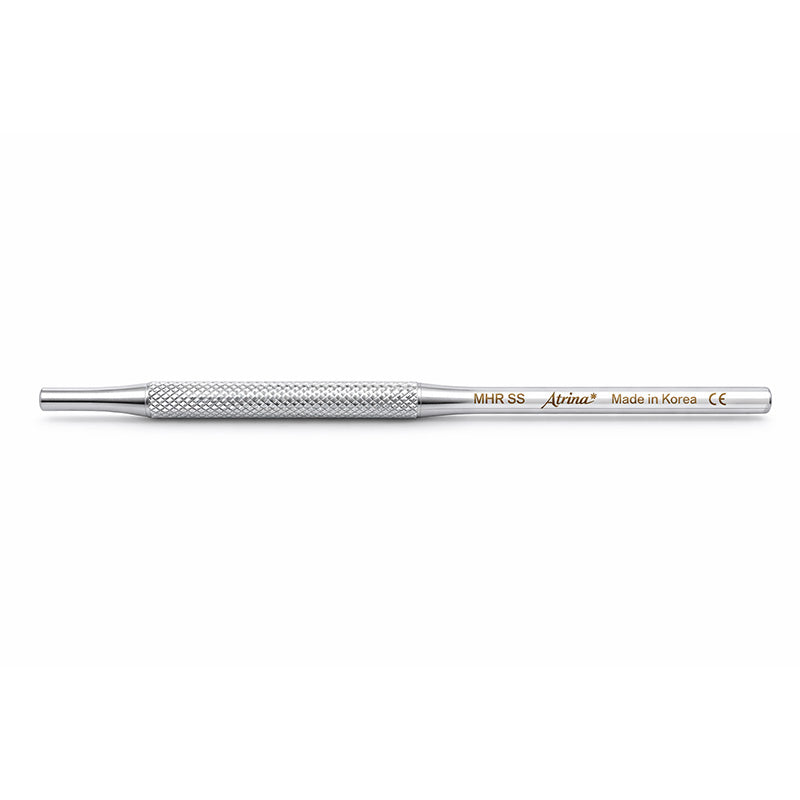 Atria stainless steel handle for mouth mirror, diagnostic dental tool with a hexagonal grip, used in dental examinations and procedures.