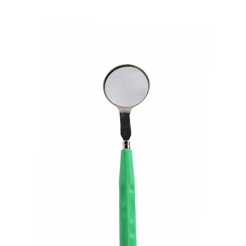 Atria double-sided dental mouth mirror with autoclaveable handle, used for diagnostics and oral examination.