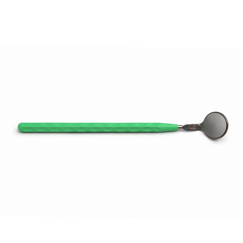 Atria double-sided dental mouth mirror with autoclaveable handle used for diagnostic examinations in dental care.