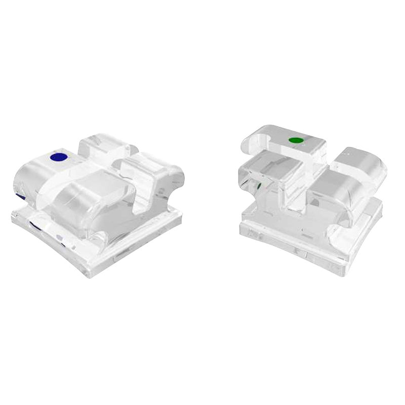 Axim Saphire Mono Ceramic Brackets Roth .018 kit for aesthetic orthodontic treatment, shown on a white background.