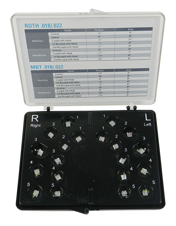 Axim Saphire Mono Ceramic Brackets Roth .018 kit, aesthetic orthodontic brackets for secure dental braces treatment.