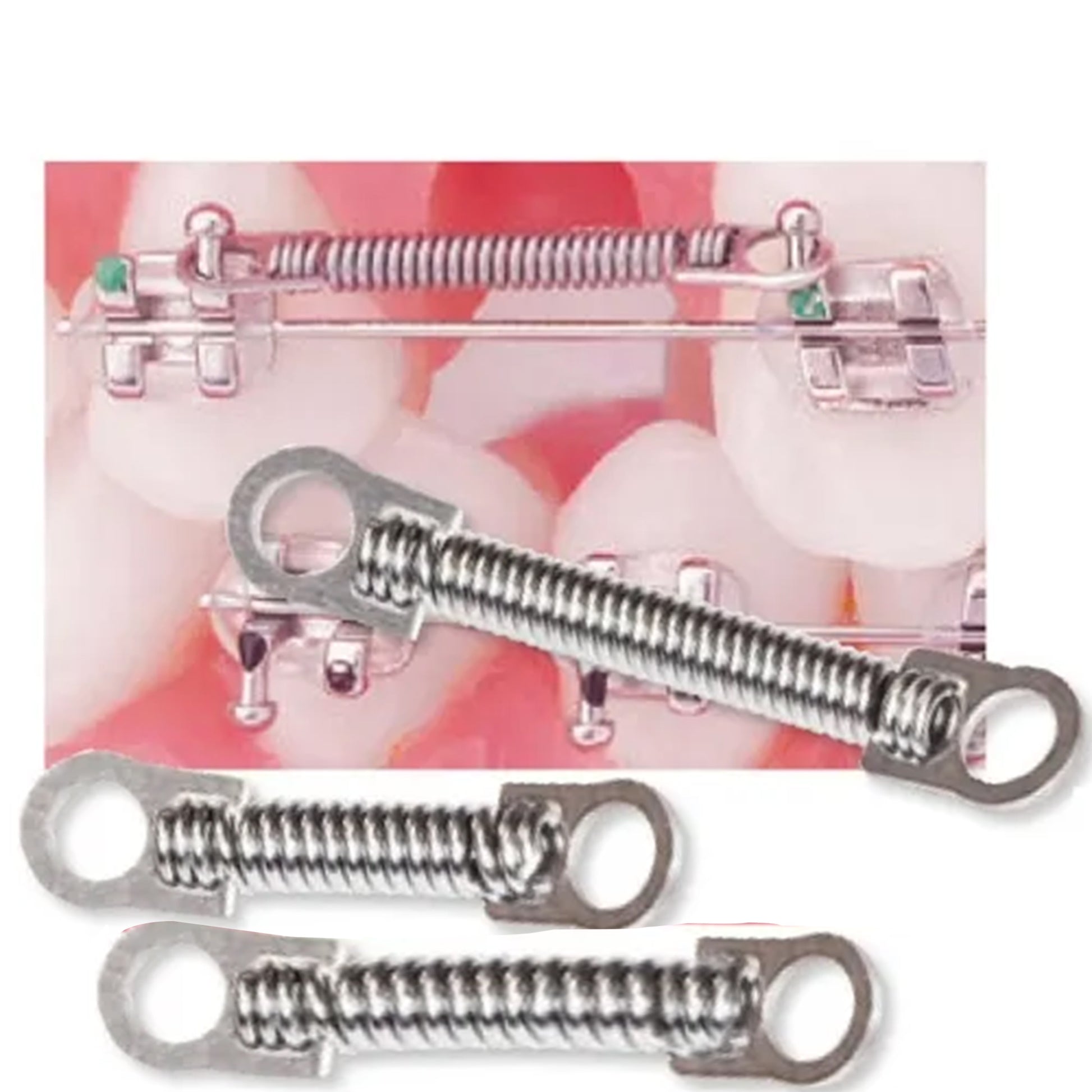 Axim Niti closed coil springs with eyelets, 12mm diameter, durable metal springs for mechanical applications.