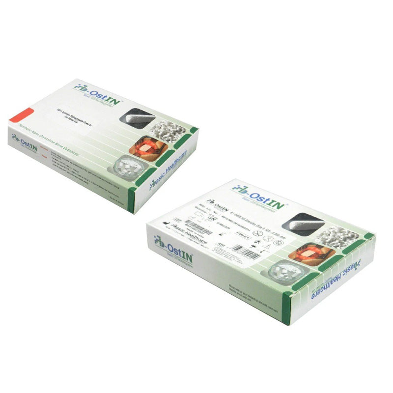 B-Ostin BTCP synthetic beta-tricalcium phosphate bone graft granules in vial, size 0.355-0.500 mm, for bone regeneration.