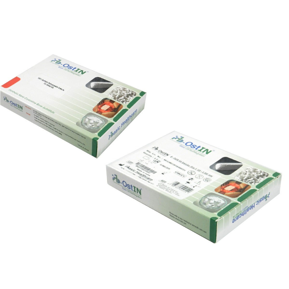 B-Ostin HA Block 5x5x10 mm synthetic bone graft substitute in pouch packaging, used for bone regeneration and grafting procedures.