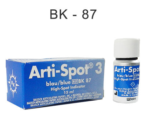 Bausch Arti Spot 15 ml articulating paper on a paper flip with the product label visible.