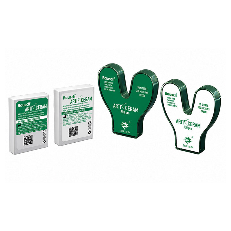 Bausch Arti-Ceram Articulating Paper Flim in 100-m strip, used for dental bite registration and occlusion testing.