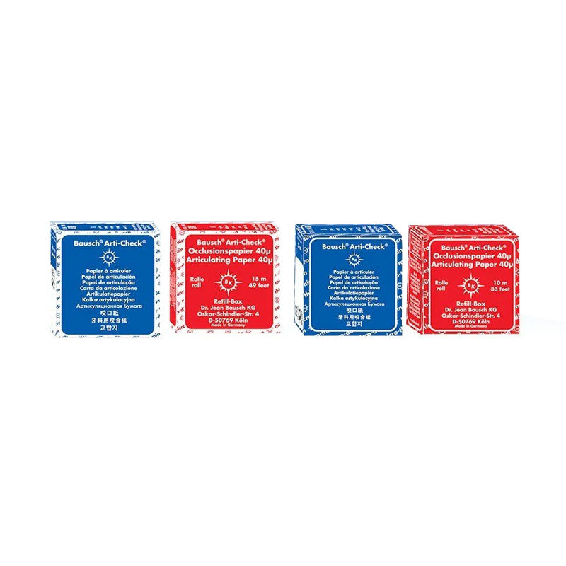 Bausch Arti-Check articulating paper, double-sided micro-thin 40µ, thin film for dental or clinical marking applications.