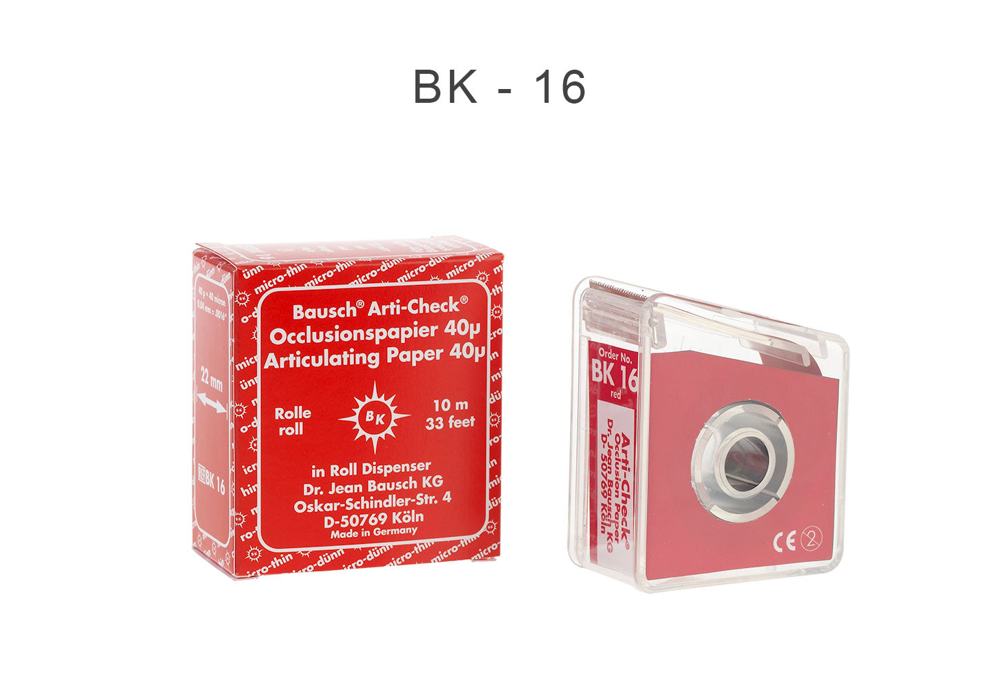 Bausch Arti-Check articulating paper, double-sided micro-thin 40µ, used for dental bite registration and occlusion checks.