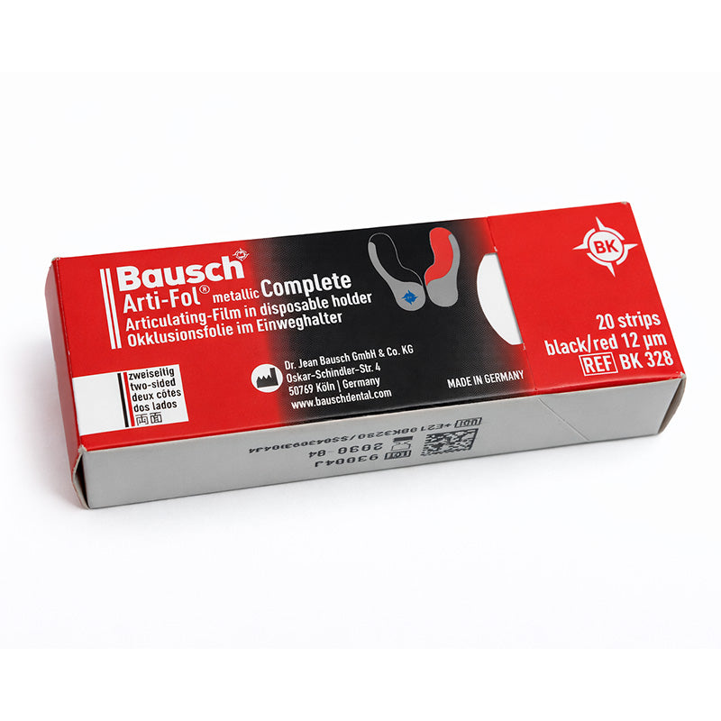 Bausch Arti-Fol 12µ articulating film sheet used for dental bite registration in clinical procedures
