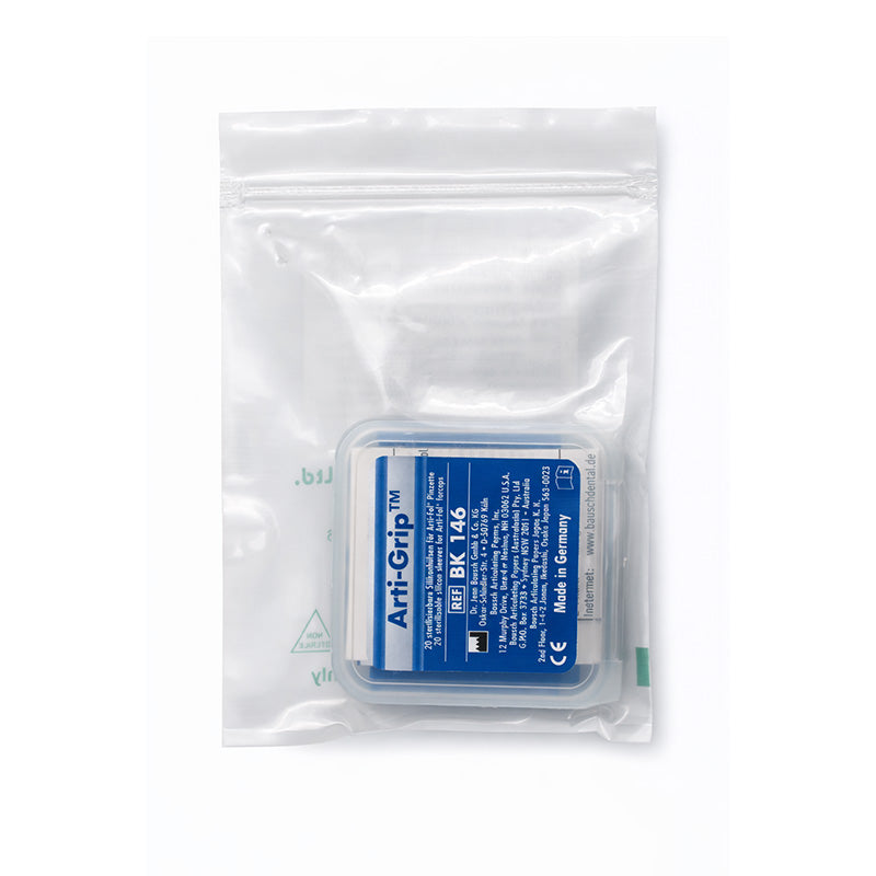 Bausch Arti Grip Silicon Sleeves for articulating paper or flim, shown in a close-up image with flexible, textured silicone material.