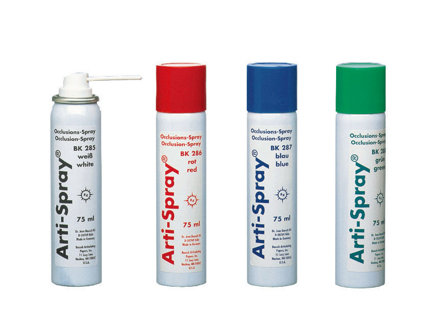 Bausch Arti - Occlusion Spray 75 ml, a clear articulating paper film used for dental occlusion analysis, shown in the image.