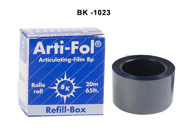 Bausch Arti-Fol Articulating Paper Ultra Thin 8µ film for dental use, showing the ultra-thin, flexible film in a close-up view.