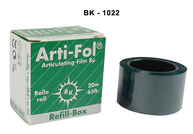 Bausch Arti-Fol Articulating Film Ultra Thin 8µ Microns, thin articulating paper for dental impressions, shown in the image.