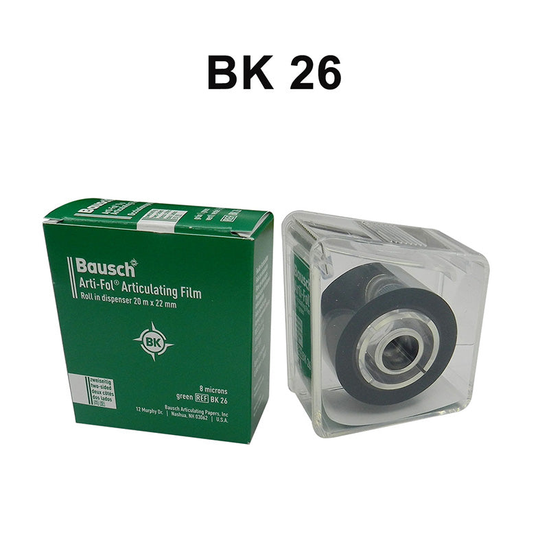 Bausch Arti-Fol Ultra Thin Articulating Paper 8µ Microns shown in its packaging, used for dental occlusion analysis.