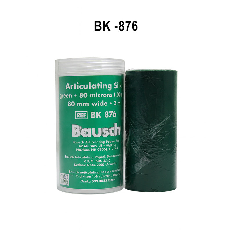 Bausch articulating silk film, 80µ microns, showing thin, flexible articulating paper used in dental or medical applications