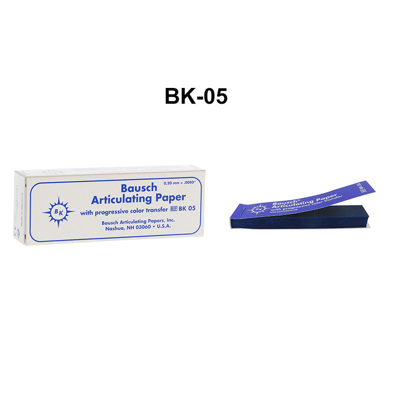 Bausch articulating paper with progressive colour transfer, 200µ microns, showing thin film used for dental bite registration.