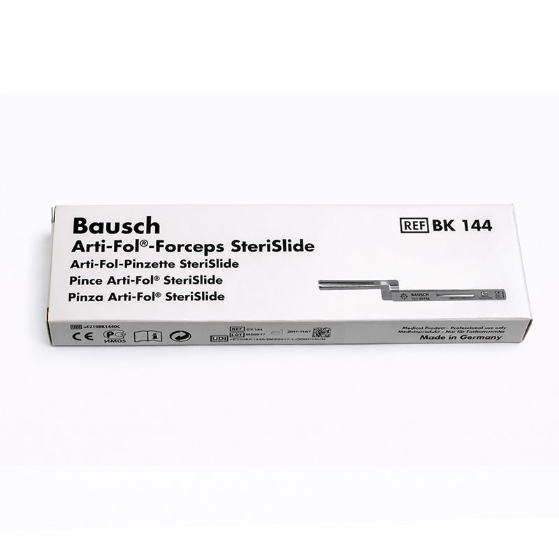 Bausch Arti Fol Forceps SteriSlide, articulating surgical instruments with ergonomic handles and precision tips for medical procedures