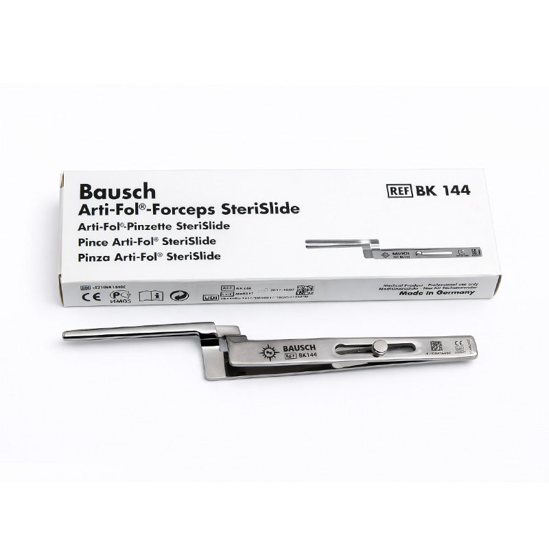Bausch Arti Fol Forceps SteriSlide, articulating surgical instruments with ergonomic handles for precise medical procedures.
