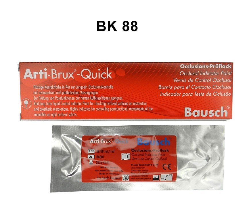 Red Bausch Arti Indicator Paint applicator for Occlusense, used in dental applications for precise occlusion marking.
