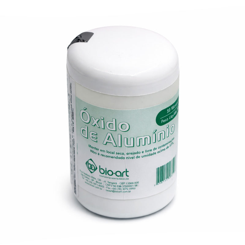 Bio-Art aluminum oxide 50 microns sand blaster abrasive in a 2.0 lb bag, used for industrial surface cleaning and preparation.