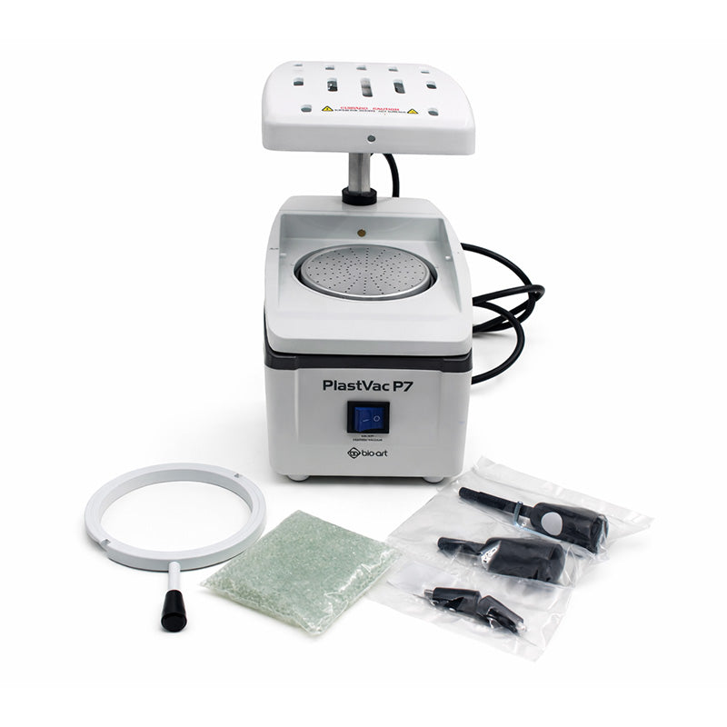Bio-Art Plast Vac P7 vacuum forming machine with control panel and heating elements for plastic shaping and molding.